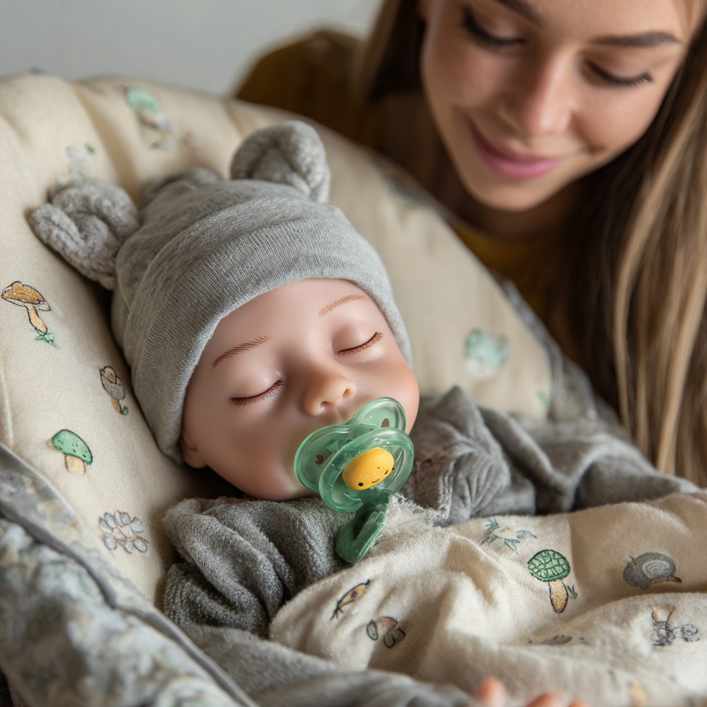 Bebê Reborn Adormecido 46cm - Escolha Corpo de Pano ou Silicone
