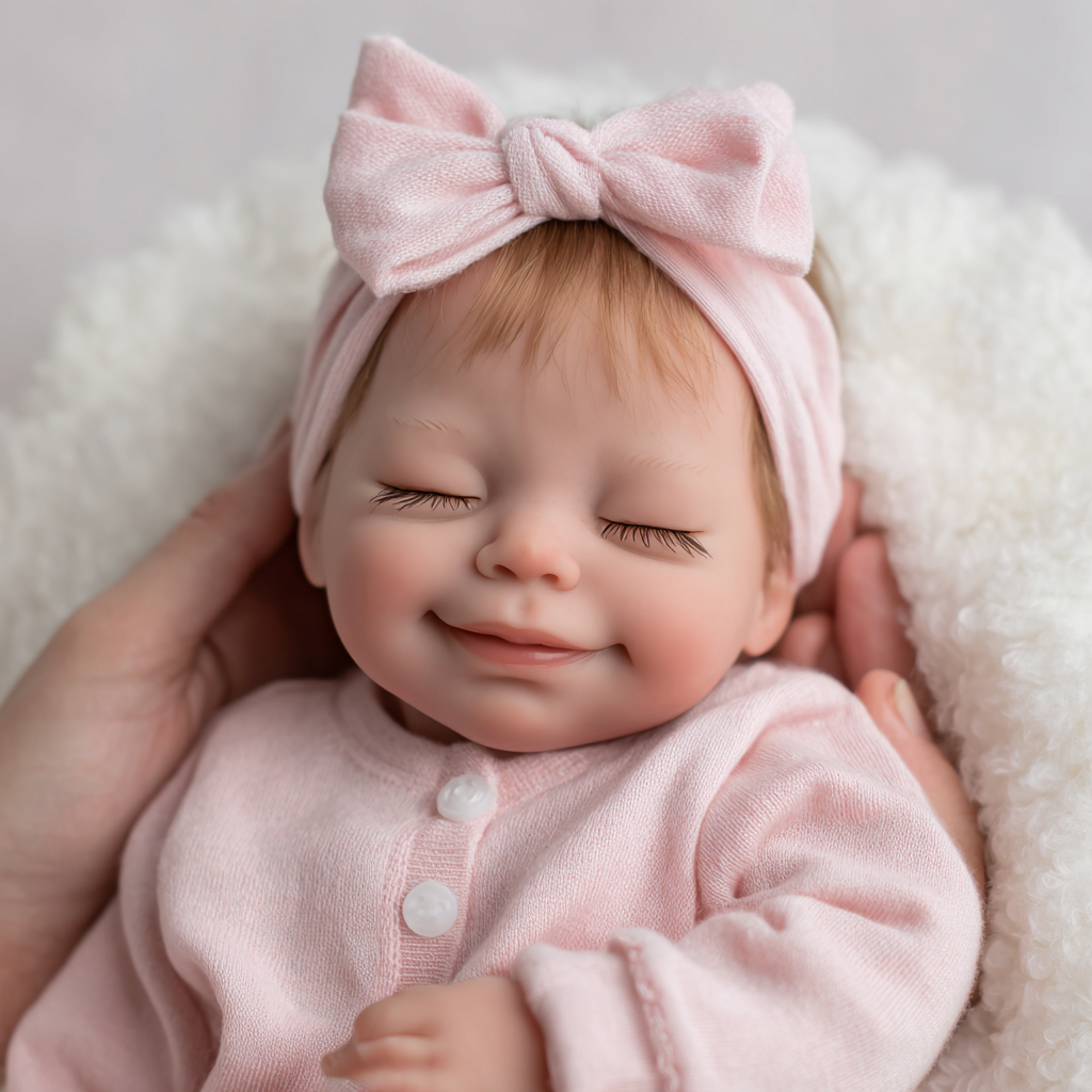 Bebê Reborn Menina Adormecida 50cm - Corpo de Silicone, Pode Dar Banho